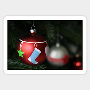 Christmas bauble with boots and star, red Sticker